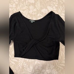 Wild Fable Black Twist Front Crop Top